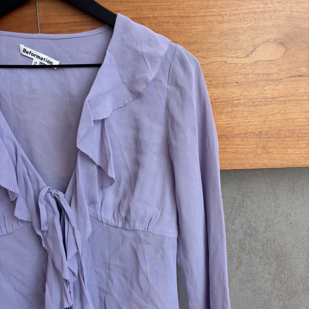 Reformation Lavender Ruffle Blouse - Picture 7 of 15